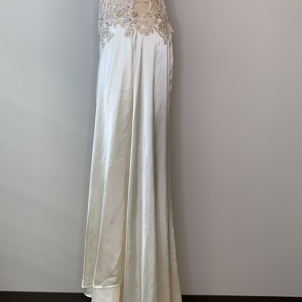 Champagne Corset Sequin High Low Gown - Picture 7 of 8